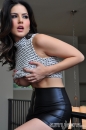 White Top Black Leather Shorts picture 7