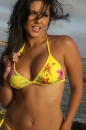 Sunny Leones Yellow Bikini At The Beach picture 11